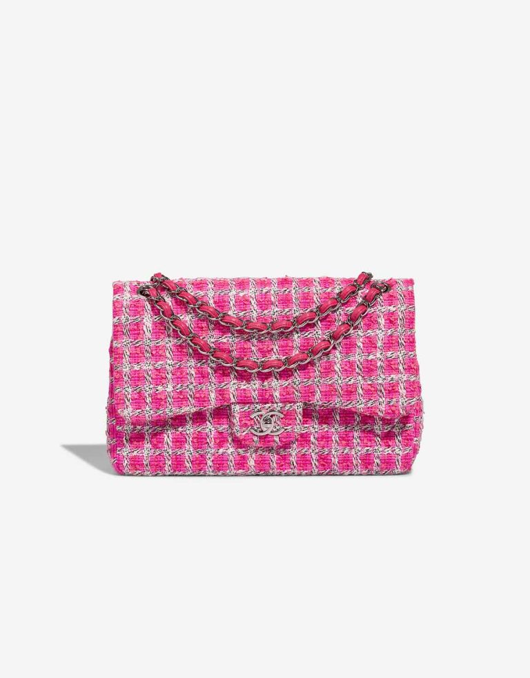 Chanel Timeless Jumbo Tweed Rosa / Weiß Front | Verkaufen Sie Ihre Designer-Tasche