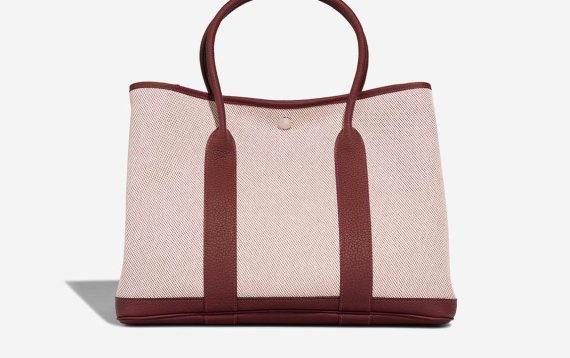 Hermès Garden Party 36 Toile / Veau Négonda Rouge H / Écru Front | Verkaufen Sie Ihre Designer-Tasche