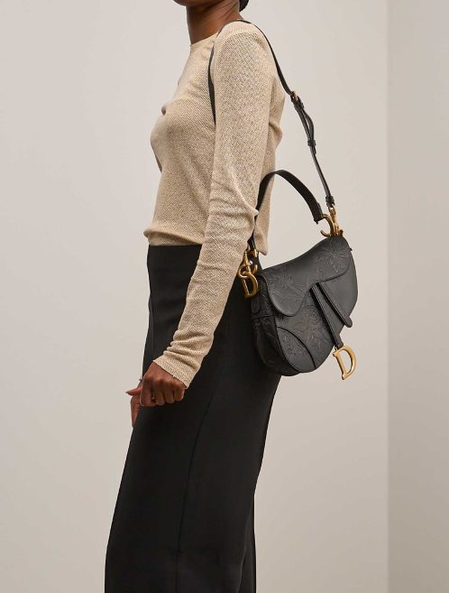 Dior Saddle Medium Calf Black on Model | Sell your designer bag
