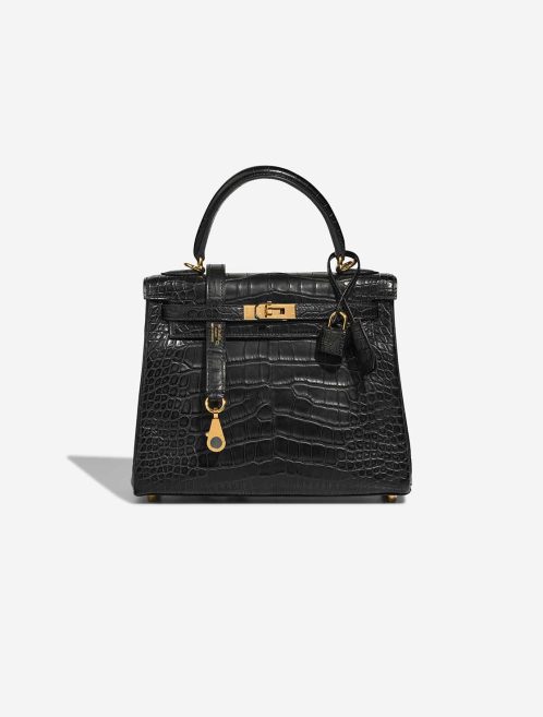 Hermès Kelly 25 Matte Alligator Schwarz Front | Verkaufen Sie Ihre Designer-Tasche