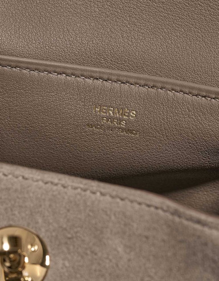 Hermès Lindy Grizzly Mini Suede / Swift Étoupe Logo | Verkaufen Sie Ihre Designertasche