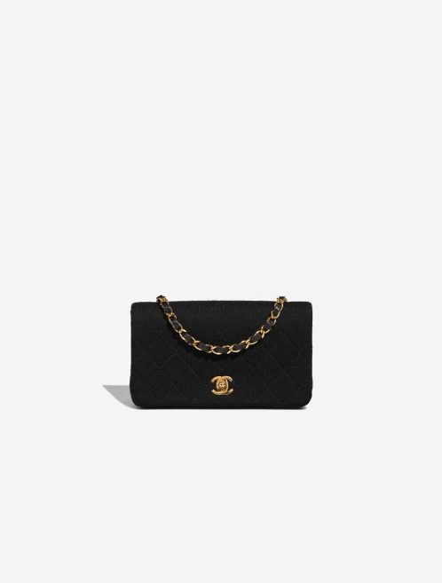 Chanel Timeless Mini Rectangular Baumwolle / Lammleder Schwarz Front | Verkaufen Sie Ihre Designer-Tasche