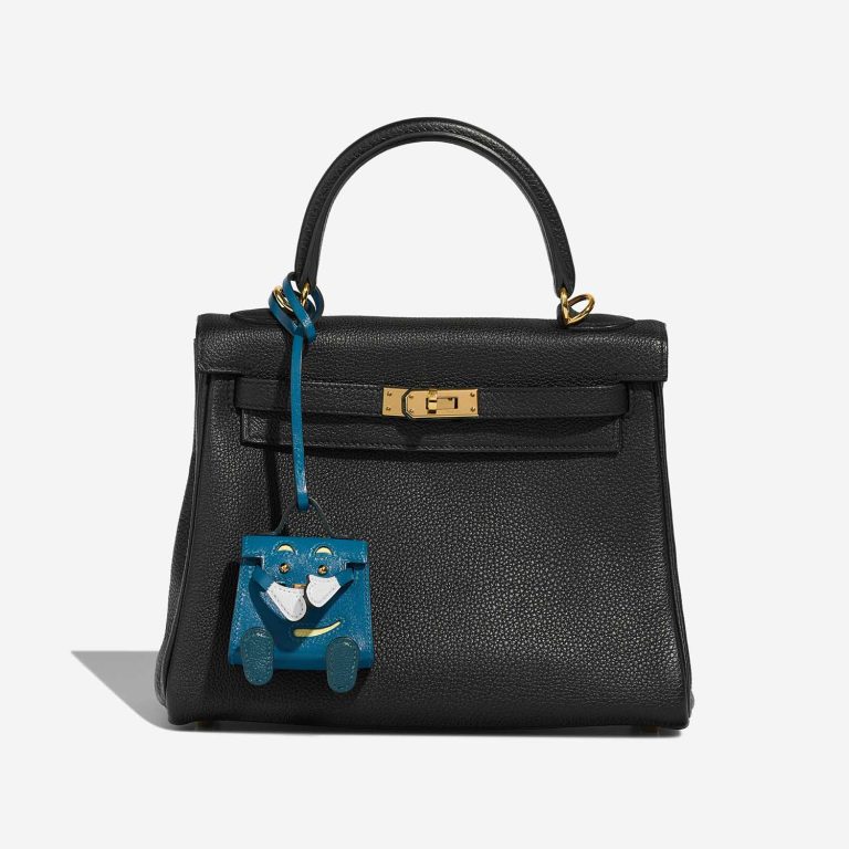 Hermès Kelly Doll Bag Charm Tadelakt Bleu Izmir / Vert Bosphore / Bleu Brume / Jaune Bourgeon Front | Verkaufen Sie Ihre Designer-Tasche