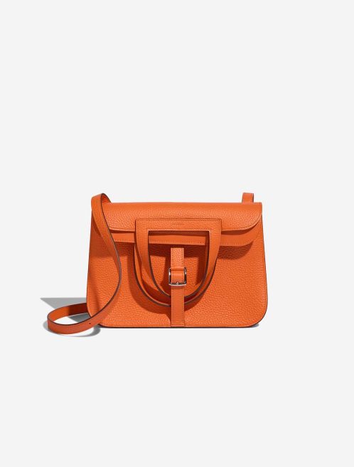Hermès Halzan 25 Taurillon Clémence Orange Minium Front | Vendre votre sac de créateur