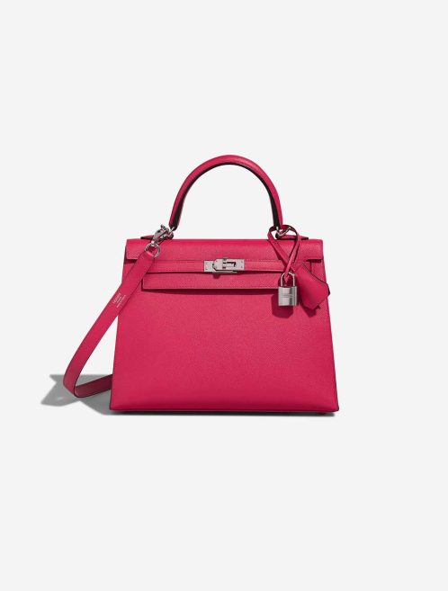 Hermès Kelly 25 Veau Madame Rose Extrême / Rouge Piment Front | Verkaufen Sie Ihre Designer-Tasche