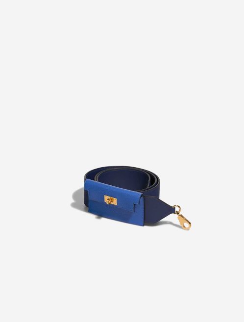 Hermès Kelly Pocket Schulterriemen Epsom  / Swift Bleu de France / Bleu Saphir Front | Verkaufe deine Designertasche