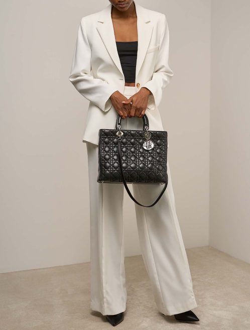 Dior Lady Large Lamb Black on Model | Sell your designer bag