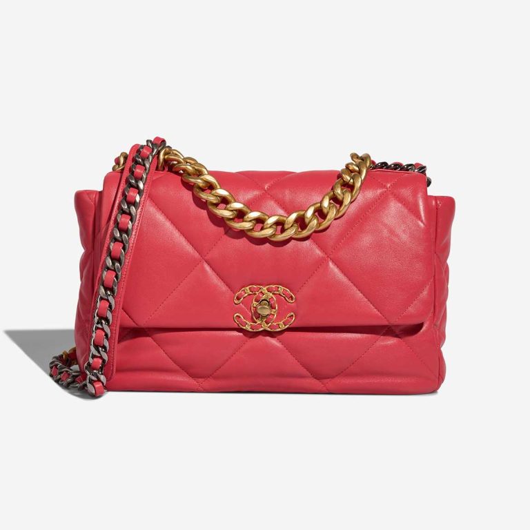 Chanel 19 Large Flap Bag Lammleder  Coral Red Front | Verkaufen Sie Ihre Designer-Tasche