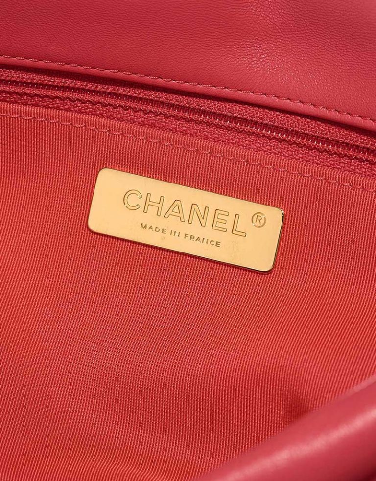 Chanel 19 Large Flap Bag Lamb Coral Red Logo | Sell your designer bag