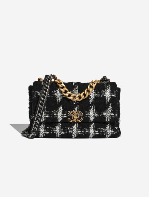 Chanel 19 Large Flap Bag Tweed Black / White Front | Sell your designer bag