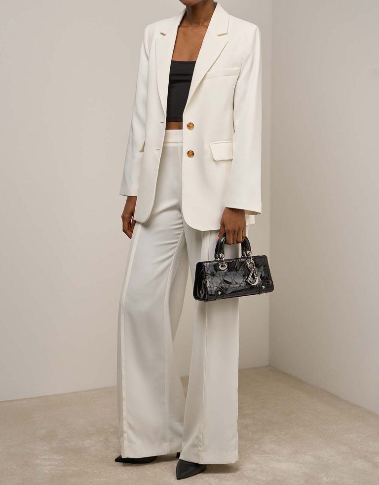 Dior Lady Medium Patent Black Front | Sell your designer bag