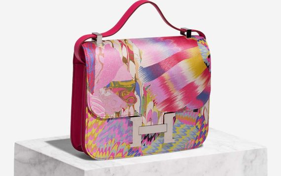 Hermès Constance Marble 24 Silk / Swift Multicolore / Rose Mexico Front | Vendez votre sac de créateur