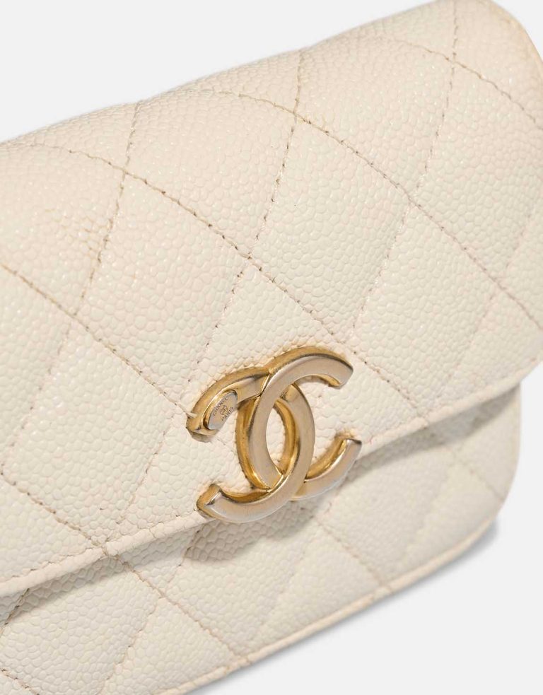 Chanel Flap Wallet Small Canvas White Closing System | Sell your designer bag