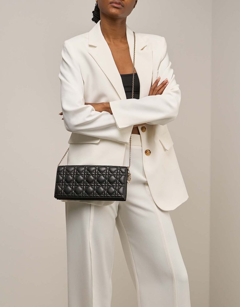 Dior Lady Clutch Lammleder Black Front | Verkaufen Sie Ihre Designertasche