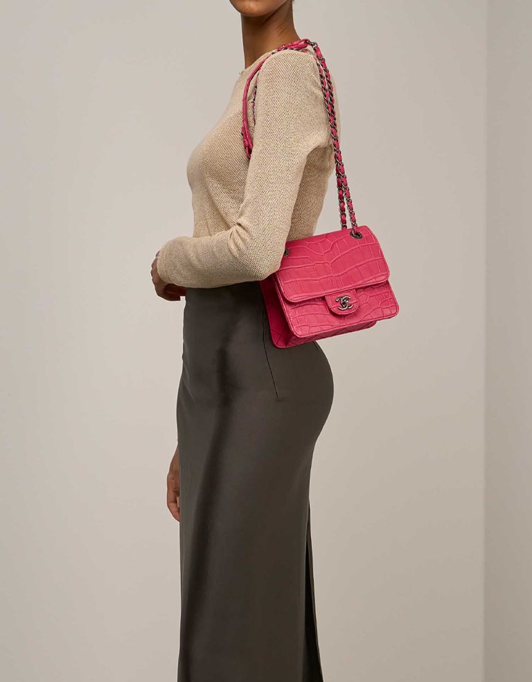 Chanel Flap Bag Small Alligator / Lammleder Pink Front | Verkaufen Sie Ihre Designer-Tasche