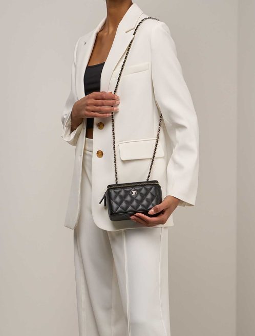 Chanel Vanity Small Lamb Black on Model | Sell your designer bag