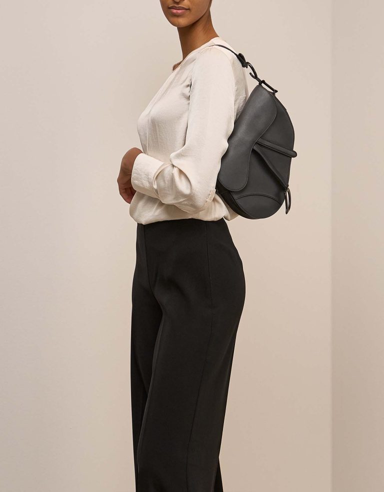Dior Saddle Medium Calf Black Front | Sell your designer bag
