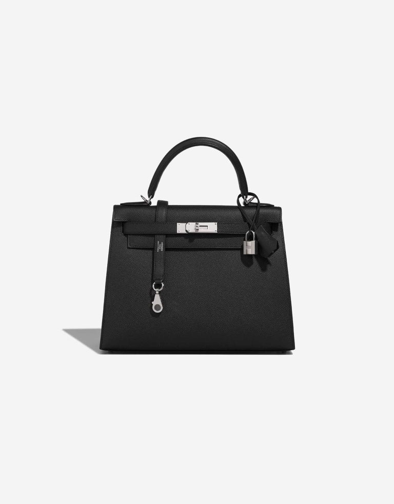 Hermès Kelly 28 Epsom Schwarz Front | Verkaufen Sie Ihre Designertasche