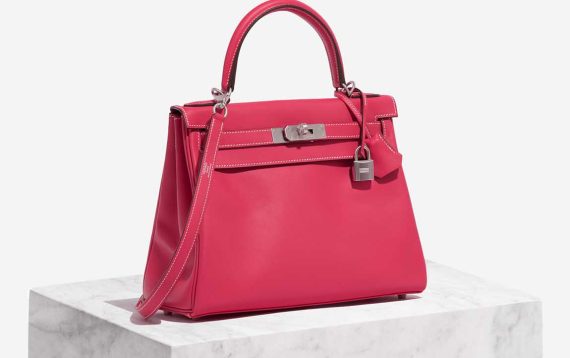 Hermès Kelly 28 Swift Rose Extrême / Rose Sakura Front | Verkaufen Sie Ihre Designertasche