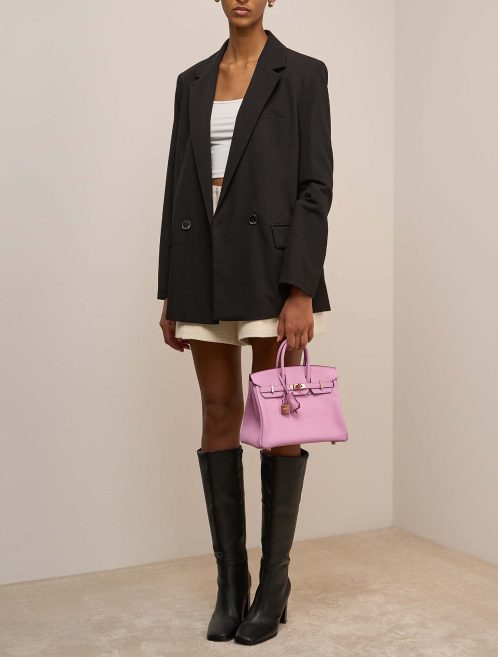 Hermès Birkin 25 Swift Mauve Sylvestre on Model | Sell your designer bag