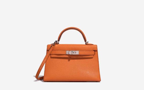 Hermès Kelly Mini Chèvre Mysore Gold / Orange Front | Sell your designer bag