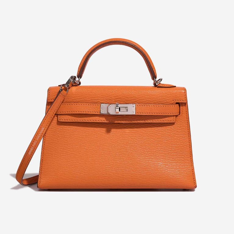 Hermès Kelly Mini Chèvre Mysore Gold / Orange Front | Sell your designer bag