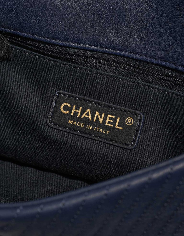 Chanel Timeless Surpique Medium Crinkled Calf Blue Logo | Sell your designer bag