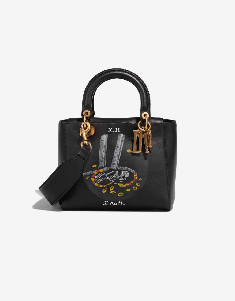 Dior Lady Medium Lamb Black Front | Sell your designer bag