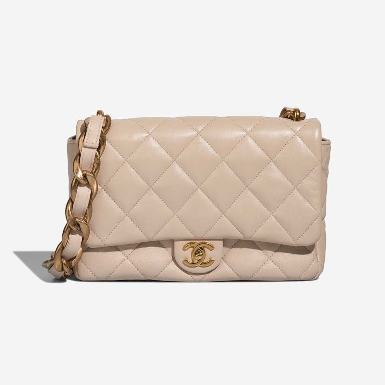 Chanel Flap Bag Medium Lammleder Off White Front | Verkaufen Sie Ihre Designer-Tasche