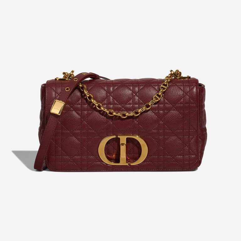 Dior Caro Medium Calf Dark Red Front | Sell your designer bag