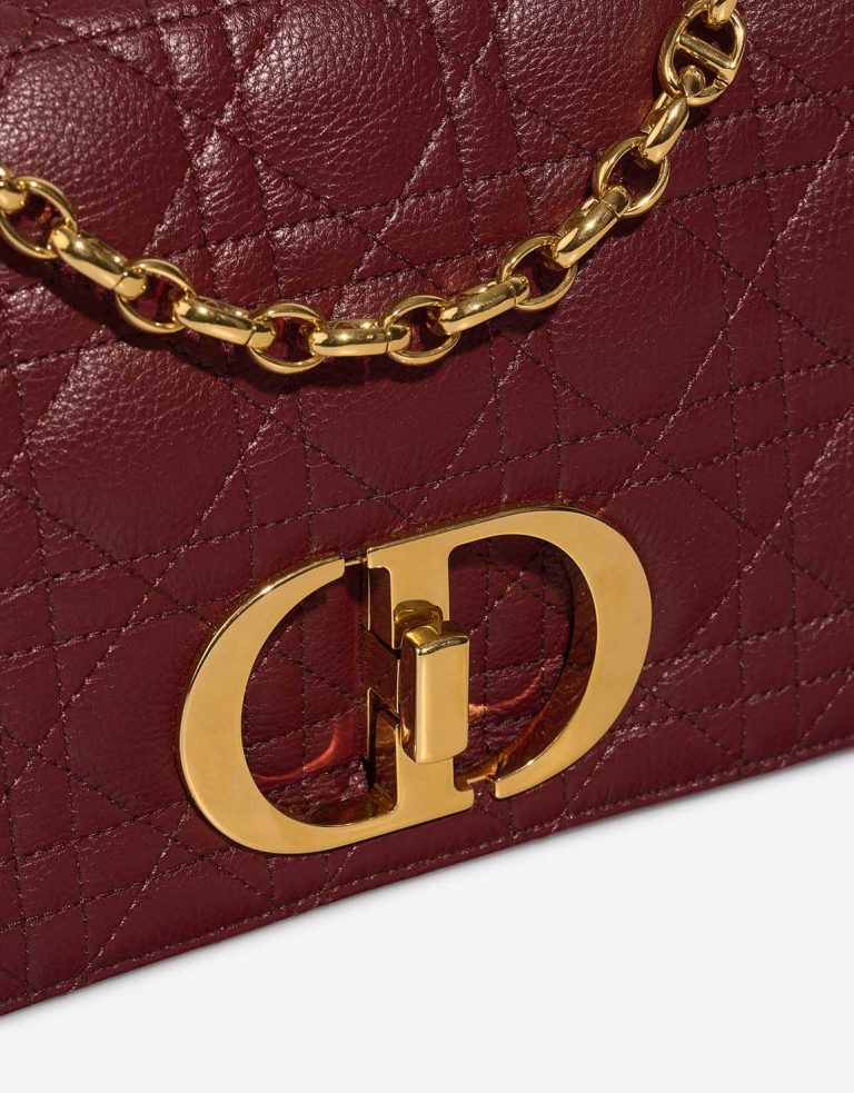 Dior Caro Medium Calf Dark Red Closing System | Sell your designer bag