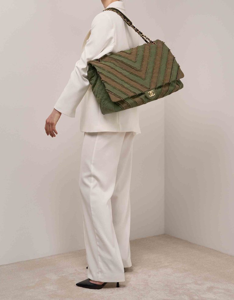 Chanel Timeless Chevron XXL Canvas / Lamb Khaki Front | Sell your designer bag