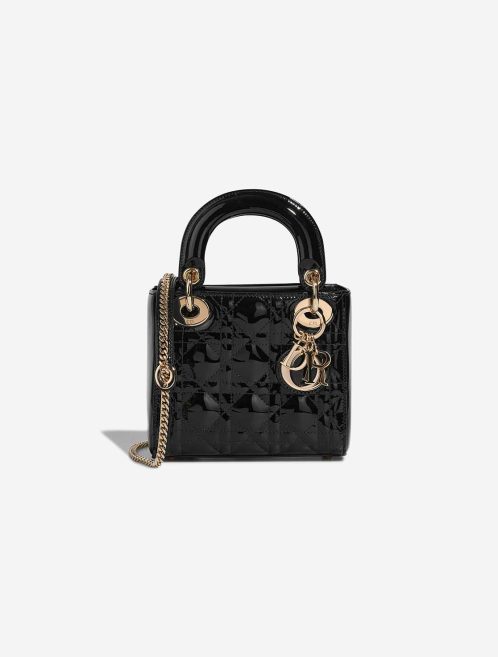 Dior Lady Mini Cuir Vernis Noir Front | Vendez votre sac de créateur