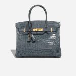 Hermès Birkin 30 Porosus Krokodilleder Bleu Tempête Front | Verkaufen Sie Ihre Designer-Tasche