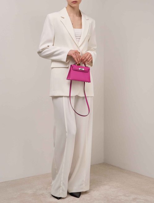 Hermès Kelly Mini Epsom Rose Pourpre on Model | Sell your designer bag