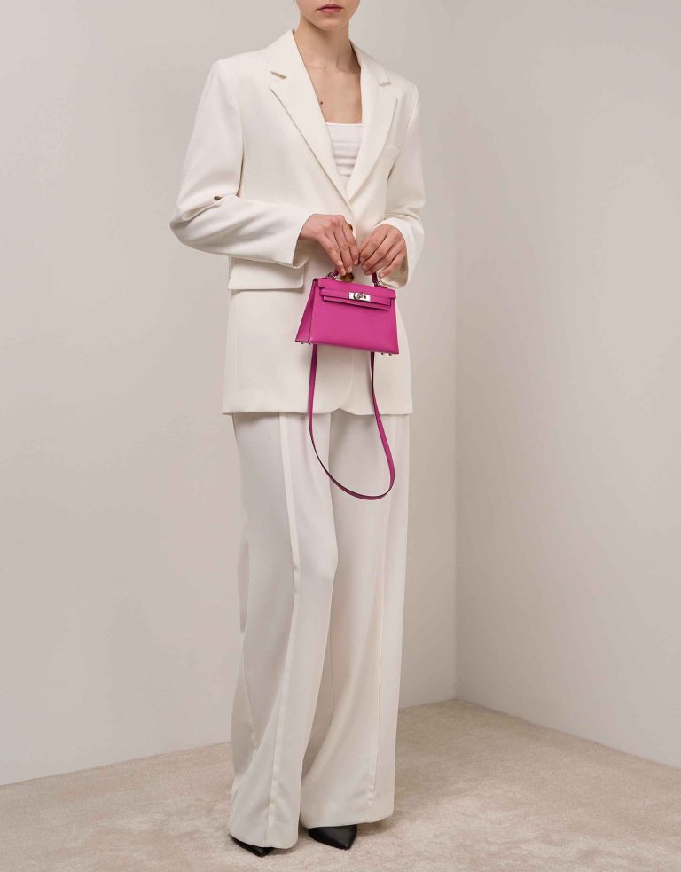 Hermès Kelly Mini Epsom Rose Pourpre Front | Vendez votre sac de créateur