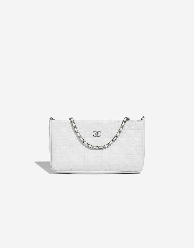 Chanel Clutch With Chain Small Lammleder White Front | Verkaufen Sie Ihre Designer-Tasche