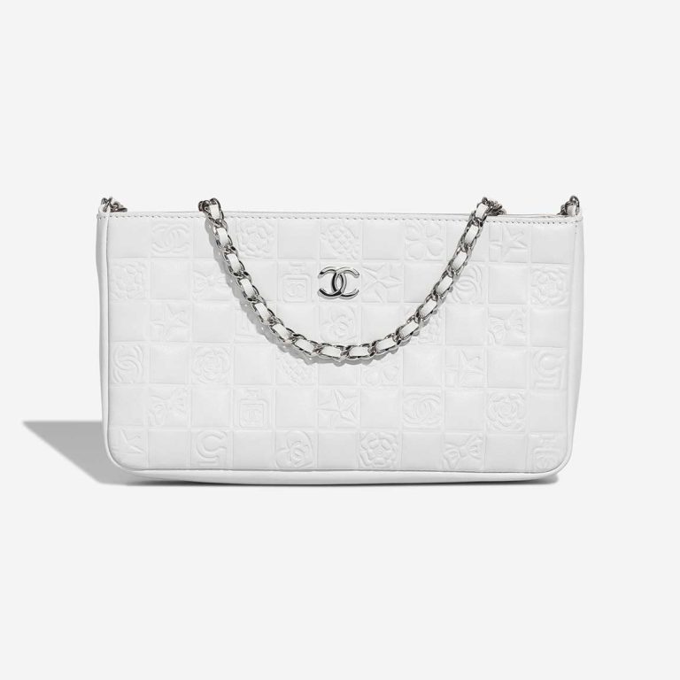 Chanel Clutch With Chain Small Lamb White Front | Sell your designer bag