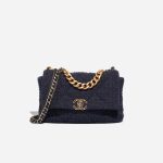 Chanel 19 Flap Bag Tweed / Lamb Dark Blue / Black Front | Sell your designer bag