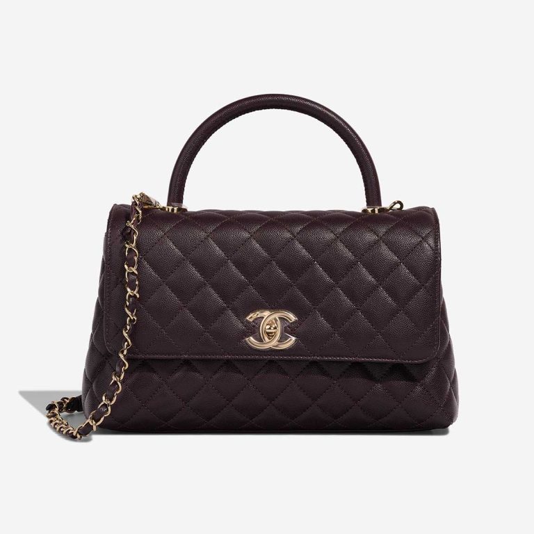 Chanel Timeless Handle Medium Caviar Dark Plum Front | Sell your designer bag