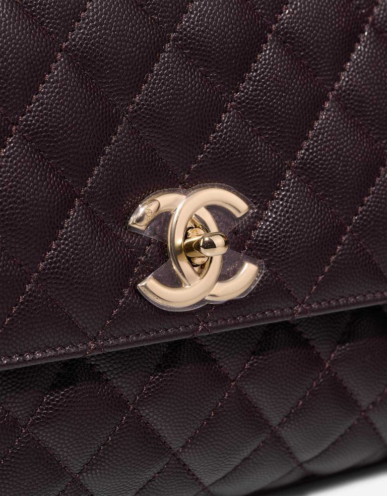 Chanel Timeless Handle Medium Caviar Dark Plum Closing System | Sell your designer bag