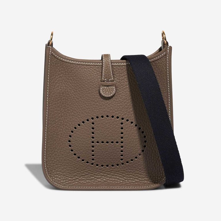 Hermès Evelyne 16 Taurillon Clémence Étoupe / Bleu Indigo Front | Sell your designer bag