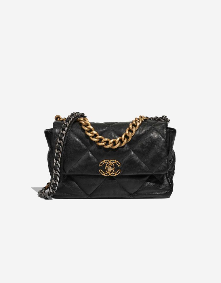 Chanel 19 Flap Bag Large Lamb Black Front | Sell your designer bag