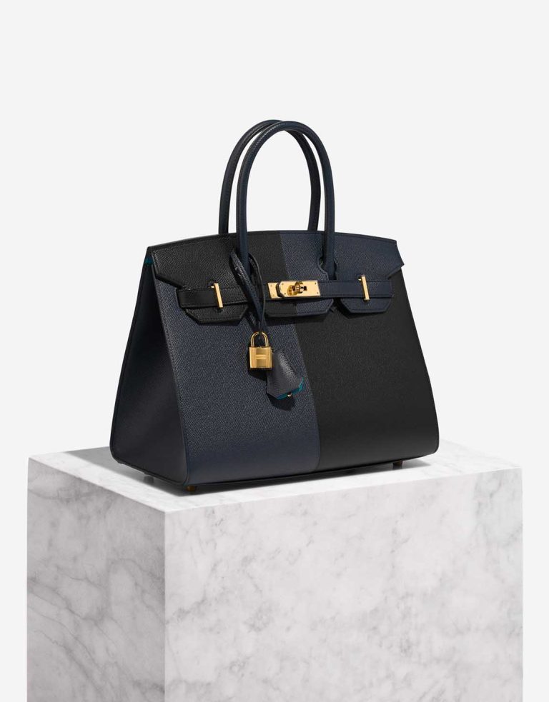 Hermès Birkin 30 Epsom Black / Bleu Indigo / Bleu Frida Front | Sell your designer bag