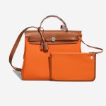 Hermès Herbag 31 Toile / Vache Hunter Orange Minium / Fauve Front | Verkaufen Sie Ihre Designer-Tasche