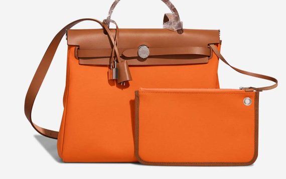 Hermès Herbag 31 Toile / Vache Hunter Orange Minium / Fauve Front | Sell your designer bag