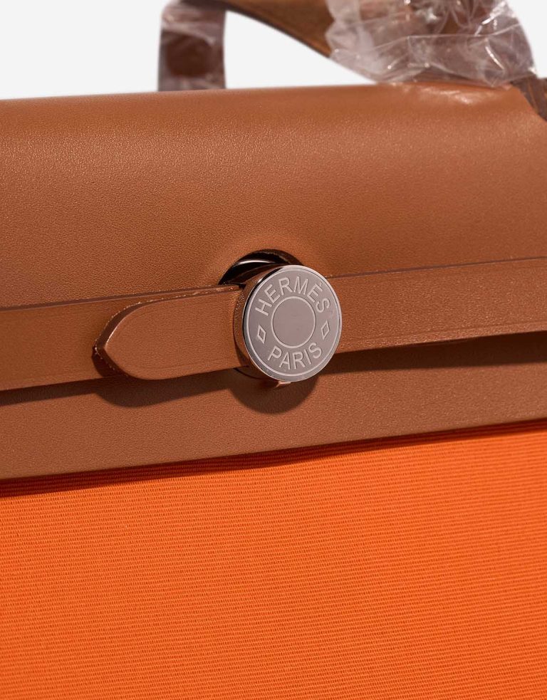 Hermès Herbag 31 Toile / Vache Hunter Orange Minium / Fauve Closing System | Sell your designer bag