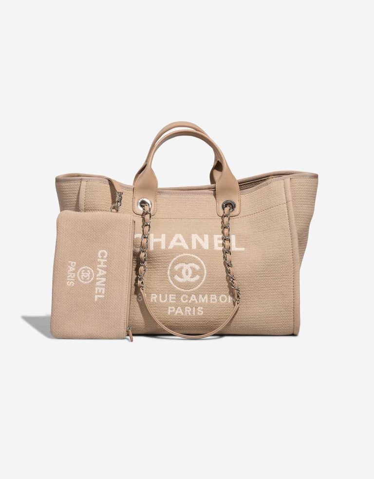 Chanel Deauville Medium Canvas / Lammleder Beige Front | Verkaufen Sie Ihre Designer-Tasche