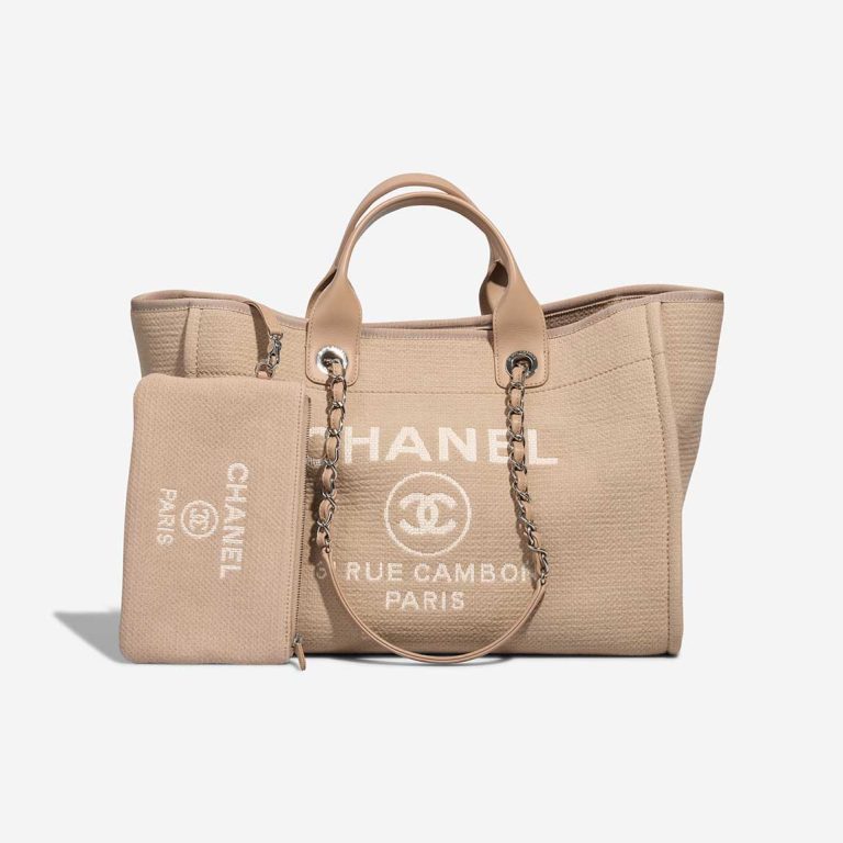 Chanel Deauville Medium Canvas / Lamb Beige Front | Sell your designer bag