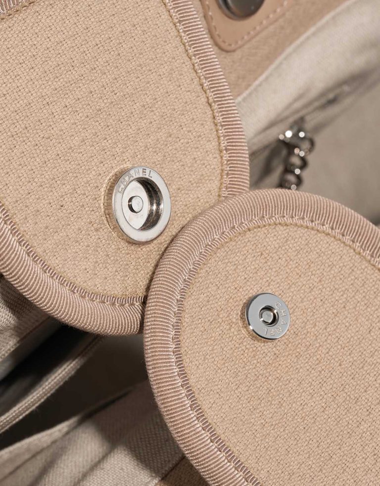 Chanel Deauville Medium Canvas / Lamb Beige Closing System | Sell your designer bag